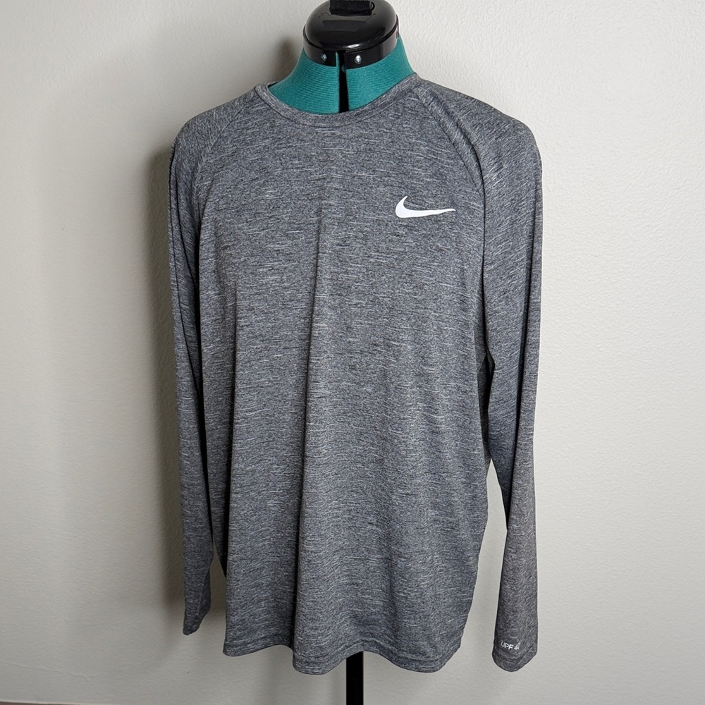 Nike grey and white drifit long sleeve shirt